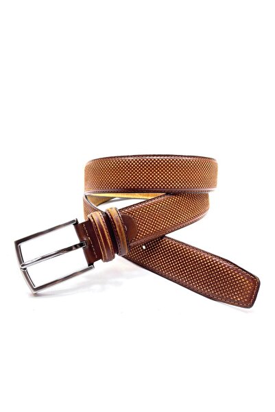 GİRAY HAKİKİ DERİ TABA NOKTA DESEN KEMER