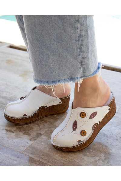 CONSUELO Orthopedic Wedge Heeled Leather Slippers 11407