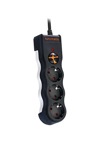 Tunçmatik TSK19010 Kablolu Üçlü 1.5 Metre Siyah Powersurge Akım Korumalı Priz