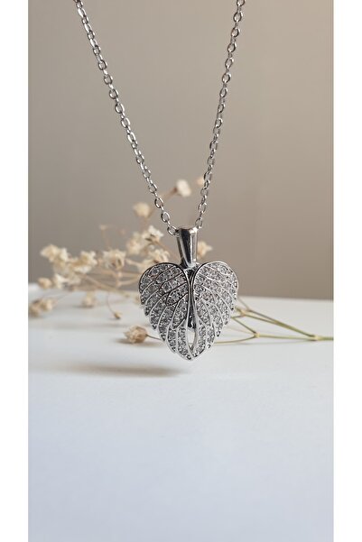 Feride MELEK KANADI ÇELİK KOLYE AÇILIR KAPANIR TAŞLI MELEK KOLYE GOLD VE SİLV...