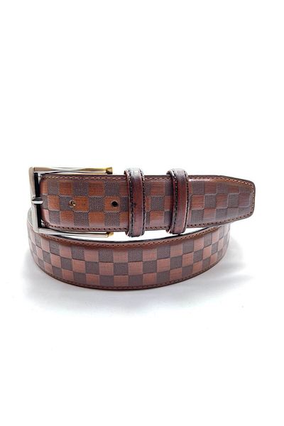 GİRAY Genuine Leather Light Brown (Tabe Effect) Lapel Pattern Belt