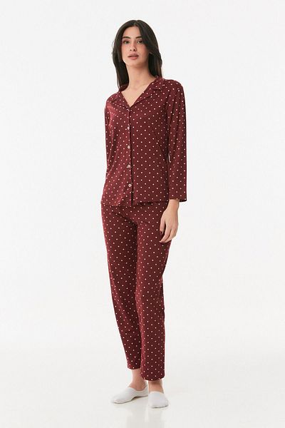 Fulla Moda Set pijama cu buline cu nasturi