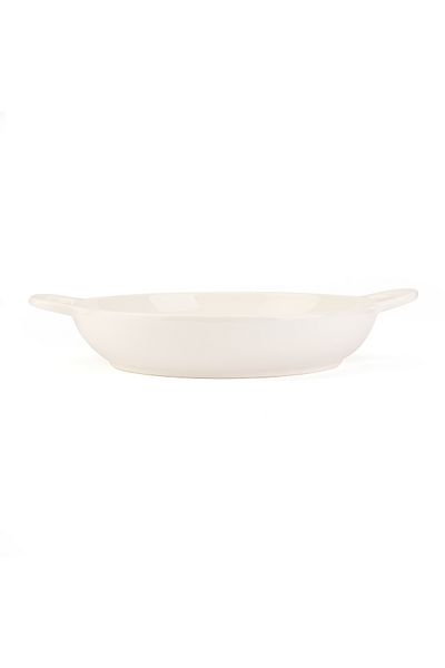 MİEN 29 cm White Mien Porcelain Presentation Plate with Handle
