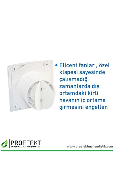 ELİCENT Elegance 100 Aksiyal Fan Duvar - Tavan Tipi Plastik Klapeli