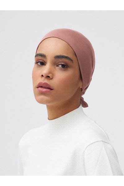 Femple Modest Pastel Rose Colored Tied Bonnet Underscarf