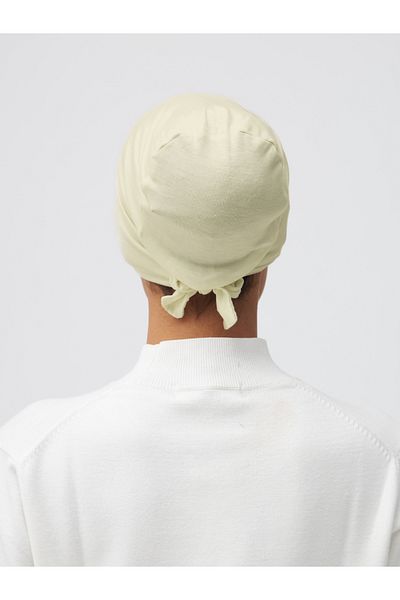 Femple Modest Lime Cream Colored Laced Plain Bonnet - Underscarf