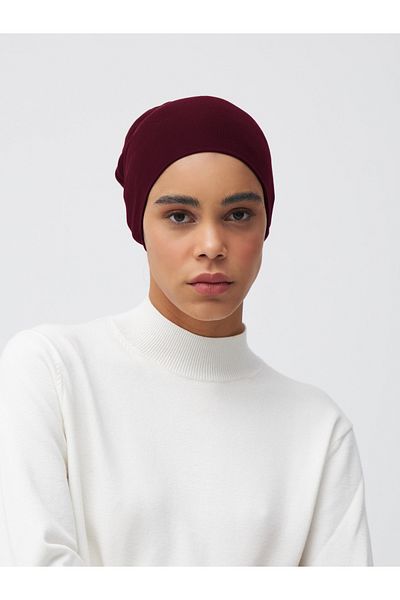 Femple Modest Cherry Colored Flat Tied Bonnet - Rotten Designed Underscarf