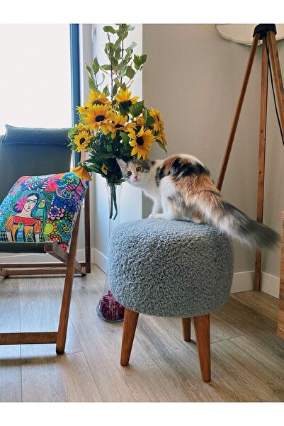 S Home Design Concept Coco Puf, Peluş, Gri