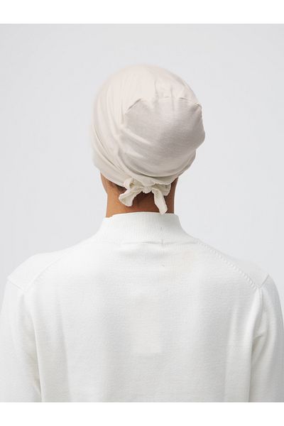 Femple Modest Off-White Plain Bonnet - Tie-Up Underscarf