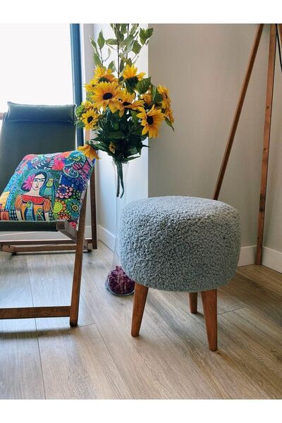 S Home Design Concept Coco Puf, Peluş, Gri