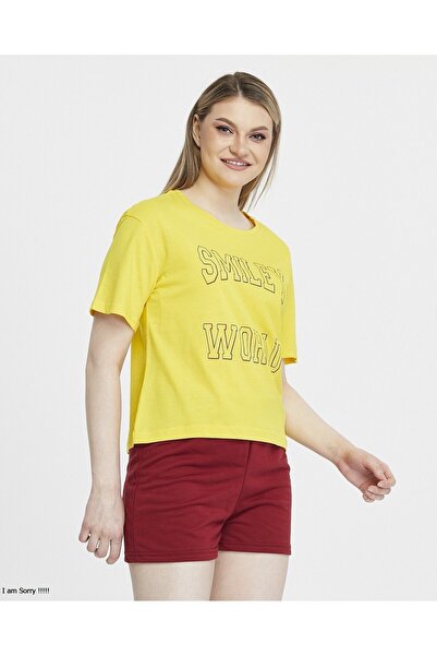 YHGTEKSTİL Σετ καλοκαιρινές πιτζάμες με εμπριμέ βαμβακερό σορτς για γυναίκα - κοντομάνικο