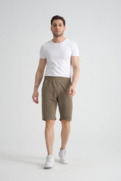 Shooter Ανδρικό σορτς ανοιχτό χακί - κανονική εφαρμογή, με λεπτομέρεια εκτύπωσης