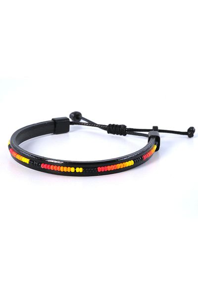 Chillin' Colorful Beaded Real Leather Bracelet Suitable for All Wrists