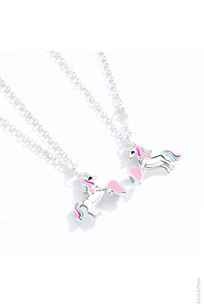 BearPear 2'li Mıknatıslı Kolye Unicorn Kolye Best Friends Arkadaşlık Kolyesi