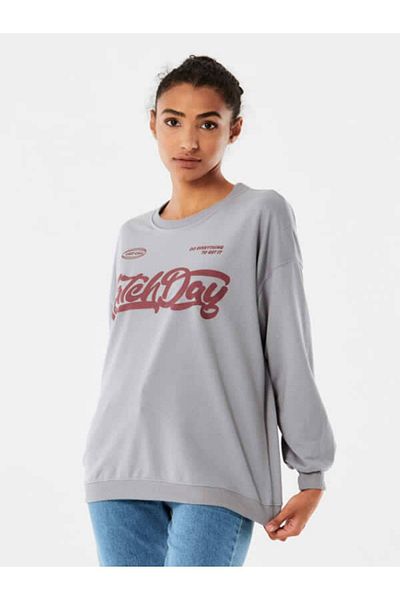 Fulla Moda Φούτερ με στάμπα Crew Neck Oversize