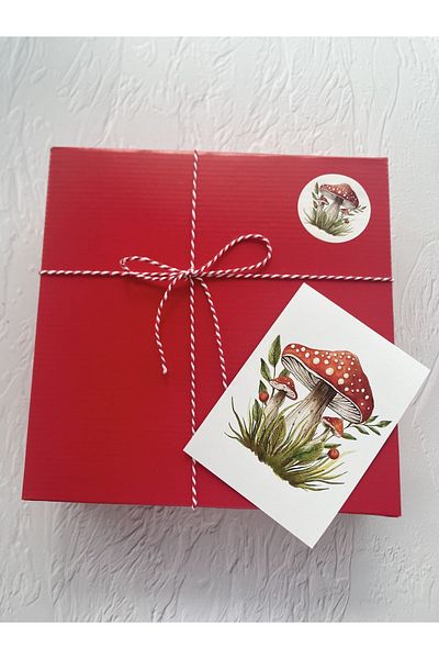 eylülün etiket fabrikası Mushroom Model Sticker and Card Set - 25 Stickers and 15 Thank You Note Cards