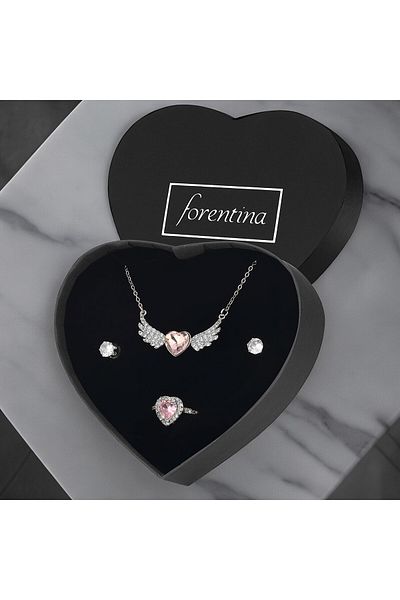 Forentina Heart Angel Necklace and Earring Ring Set - Gift PS3678
