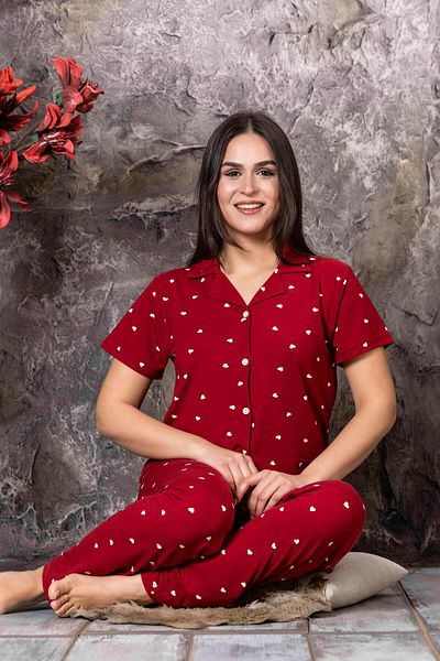 CALİA Women's Buttoned Front Luxury Milan Fabric Short Sleeve Pajamas Set NEW SEASON