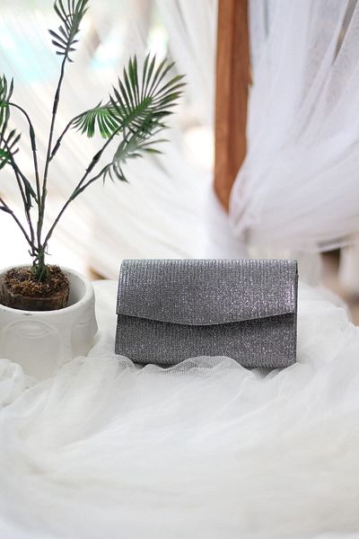 Moom Bag Geantă de umăr Mini Box Silvery Platinum pentru femei