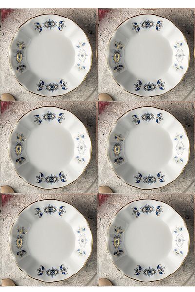AYBABA STORE Eye Patterned Tea Plate 6 Pieces 11 cm