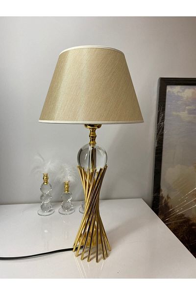 asellus Misbah Twist Lampshade Table Lamp Crystal Glass Gold Plated, Lampshade