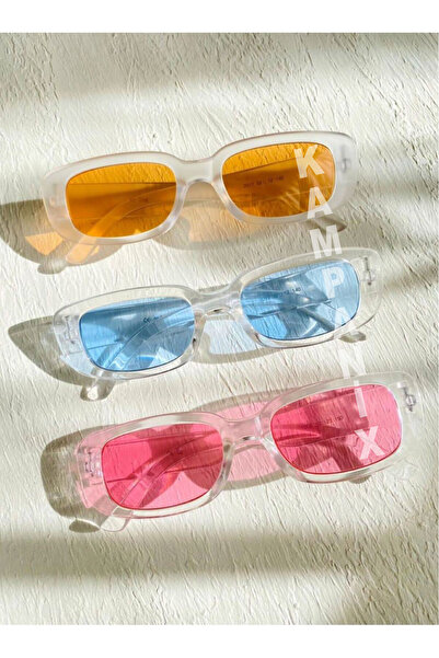 KAMPANİX 3'lü Set Yeni Sezon Yeni Fırsat Pembe Turuncu Mavi Camlı Unısex Güne...