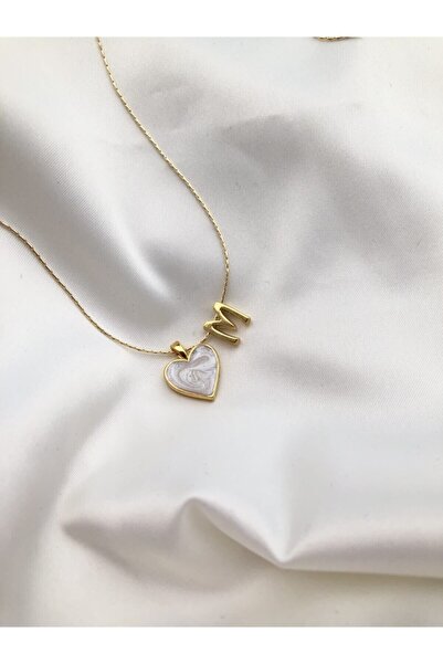 Claritas Takı Kadın Altın Kaplama Sedef Kalpli M Harfli Kolye