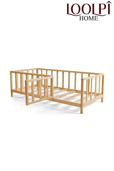 Loolpi Home Unisex Montessori Bebek Ve Çocuk Karyolası Doğal Ahşap Yatak