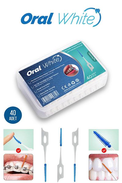 Oral White Soft Interface Brush Cleaning Pro Metal-Free 40 Pieces