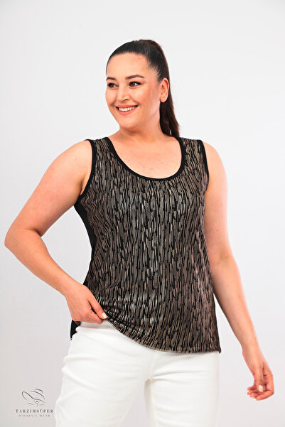 tarzımsüper New Season Striped Comfort Model - Plus Size, Thick Straps and Sleeveless 4 Seasons Casual Combed Cotton Tank Top