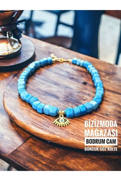 bizizmoda Mavi Cam Boncuk Bodrum Boncuk Nazar Boncuk Göz Kolye Nazar Boncuklu Kolye