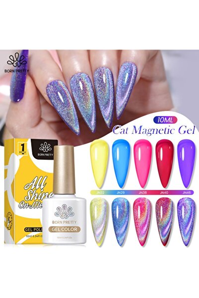 Born Pretty 10ml Laser Holo Cat Magnetic Gel Polish (LASER KEDİ GÖZÜ KALICI O...