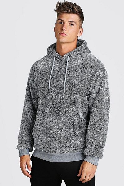 NEWLAKER Unisex Hooded Gray Plush Sweatshirt