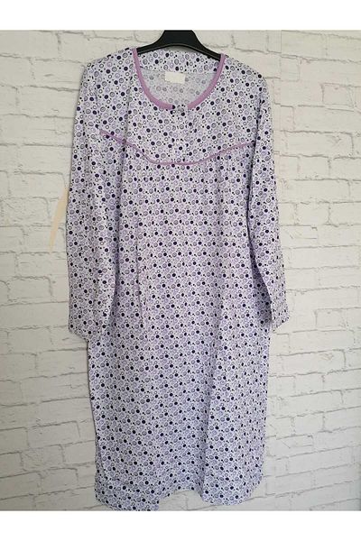 anne moda ankara Long Sleeve Full Summer Thin Cotton Nightgown
