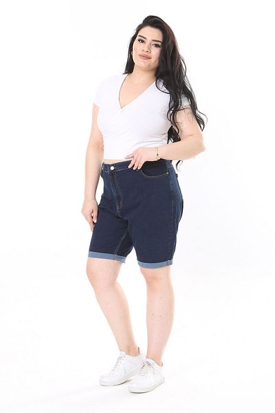 Şans Navy Skinny γυναικείο τζιν σορτς - Μεγάλο μέγεθος, 5 τσέπες, 65N38069