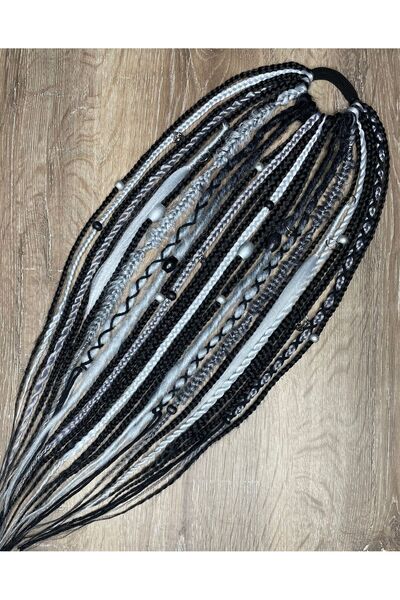 Selin Bengi مشبك محبوك أفريقي من Rasta Mix 25 قطعة - أسود ورمادي