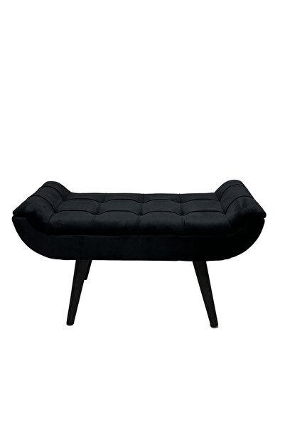 Kargolagelsin Sofaist Dekoratif Ahşap Ayaklı Kapitoneli Puf Koltuk-siyah