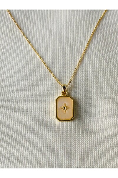 Judas Takı قلادة نسائية باللون البيج المينا على شكل نجمة القطب