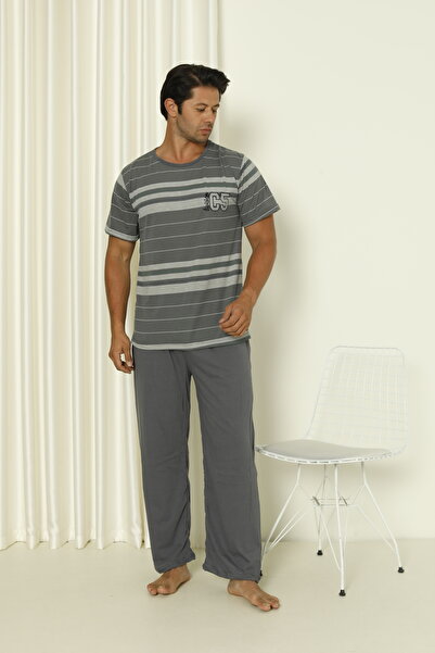 FAMES PİJAMA Ανδρικό Σετ Πυτζάμες Χτενισμένο Βαμβακερό - Με Δαχτυλίδι