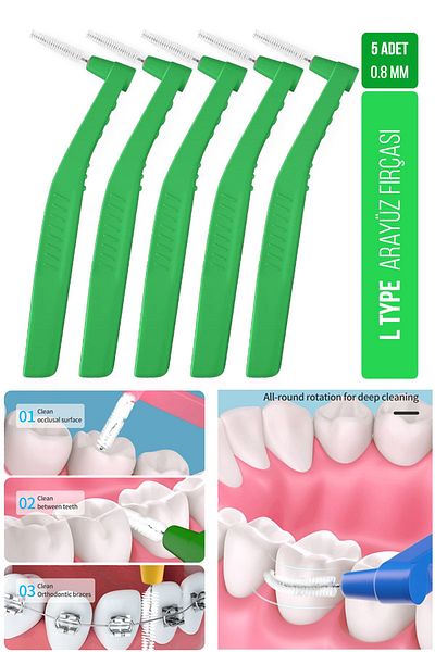 Oral White Interface Brush Green 0.8 mm Cleaning Pro 5 Pieces