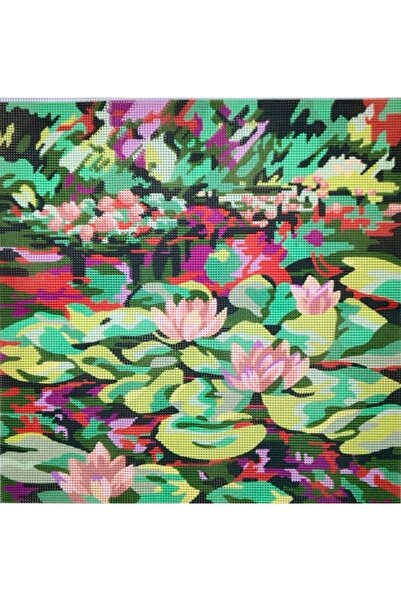 CanansCraft 33x33cm Baskılı Işlenmemiş İpleri Dahil Goblen Nilüfer Çiçekleri ...