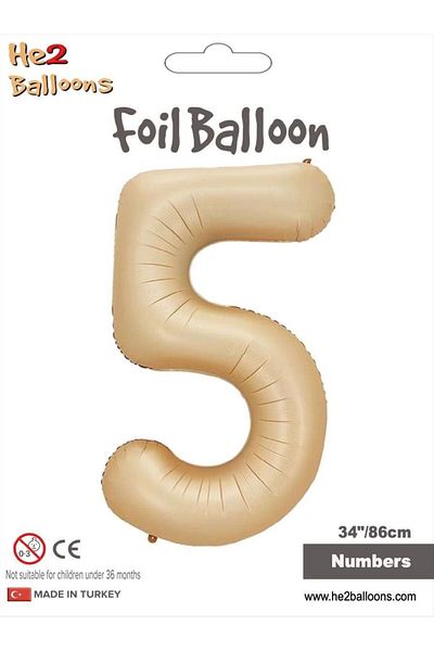 MFM 86 cm Caramel Number Foil Balloon - Age 5