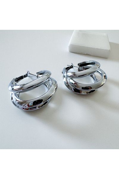 CHARMLUCKY Hoop earrings in a steel 3-piece look