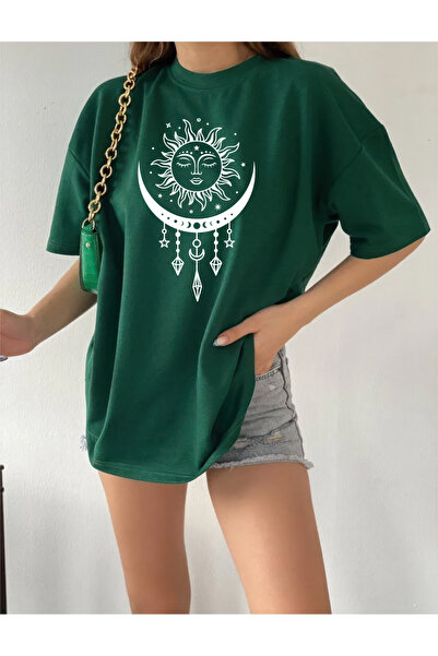 oneagılyazı Тениска с голям размер и принт с дизайн на слънце