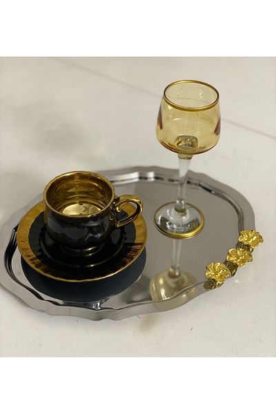 Elzemm store 20*25 CM Stainless Steel - Oval Model Japlon Rose Presentation Tray 1 Piece