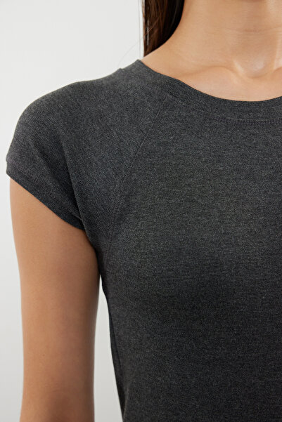 Trendyol Collection Bluză tricotată elastică cu mâneci Grey Moon TWOSS24BZ00088