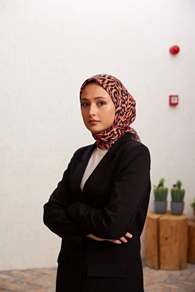 İpekhan Geo Trefoil Soft Scarf Brick Black 1159-17