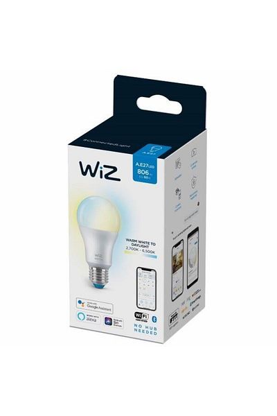 Wiz Philips Dimmable Smart Bth Wifi Control - 8W/60W, Yellow/White Light, E27