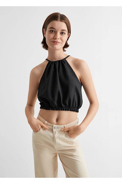 Mango Teen Κοντή μπλούζα με ντραπέ