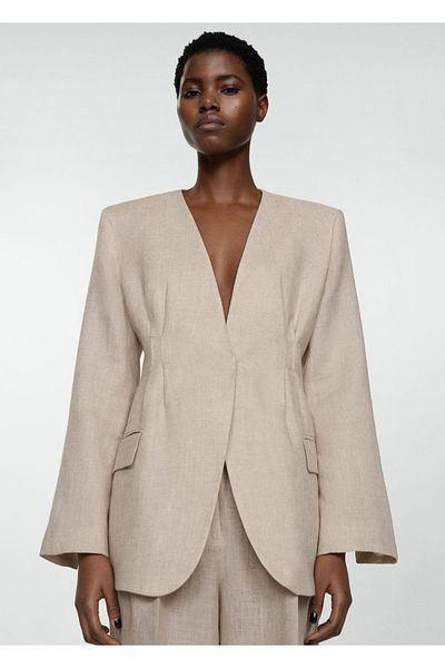 MANGO Woman Bunda Blazer ze 100% lnu